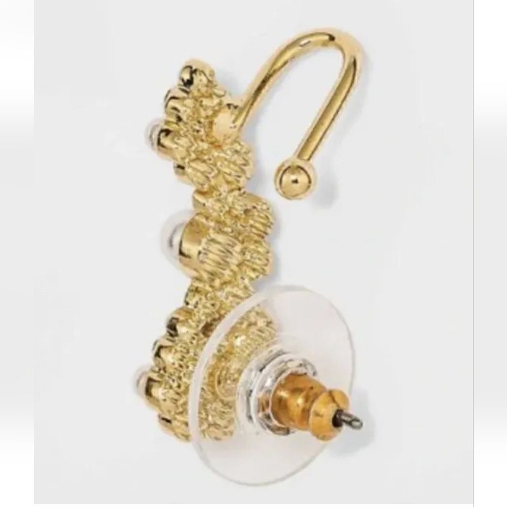 NWT Sugarfix BaubleBar Gold Pearl Gem Earring - Picture 3 of 4